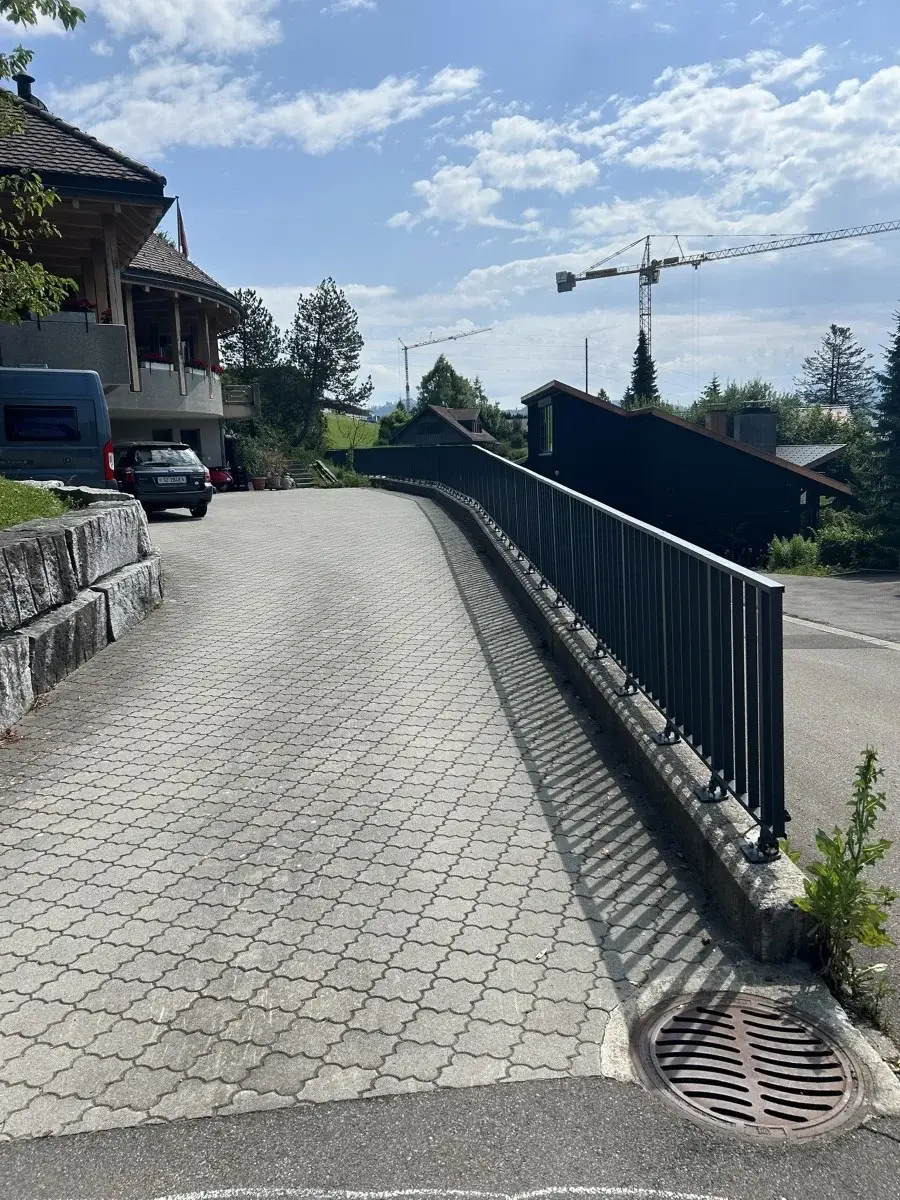 Staketengeländer Flex anthrazit an Einfahrt