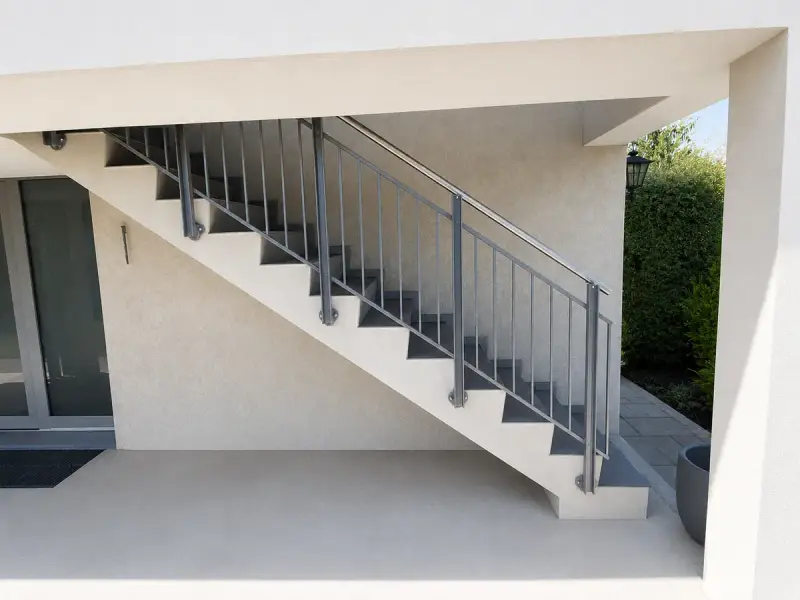 Kundenprojekt Flex: Treppengeländer seitlich an der Betontreppe